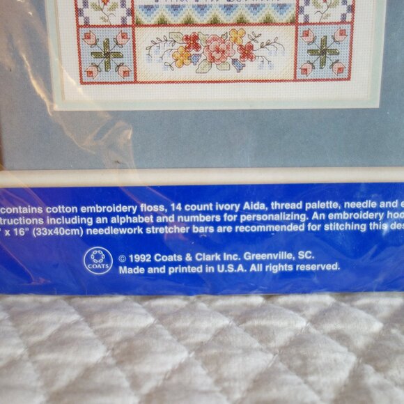 Vtg J. & P. COATS Counted Cross Stitch “Blessed House Sampler” #23501 kit - Picture 4 of 5